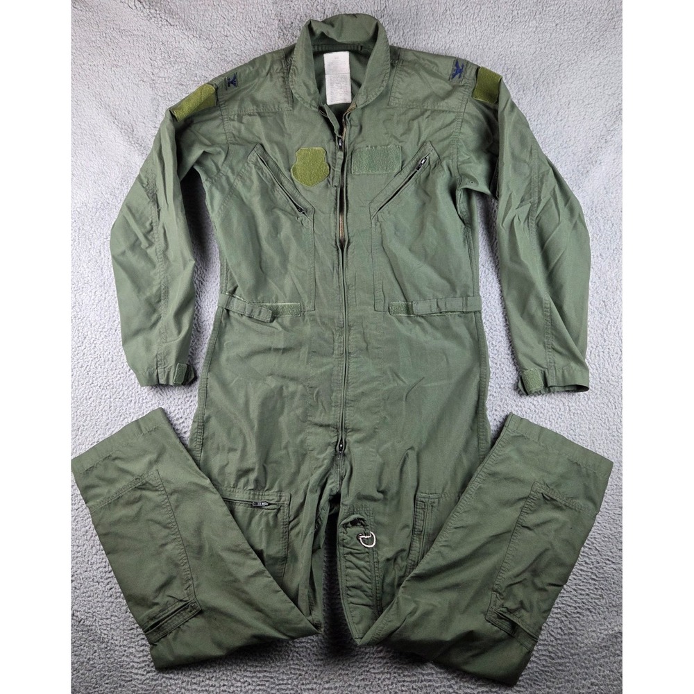 US Military CWU-27/P Flight Suit Coveralls Mens 44L Green Nomex FR Flyers Pilot